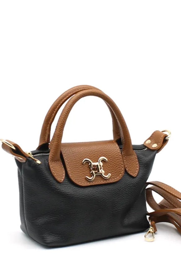 Sac a main en cuir bicolore avec bandouliere amovible femme