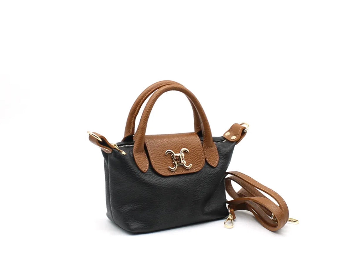 Sac a main en cuir bicolore avec bandouliere amovible femme