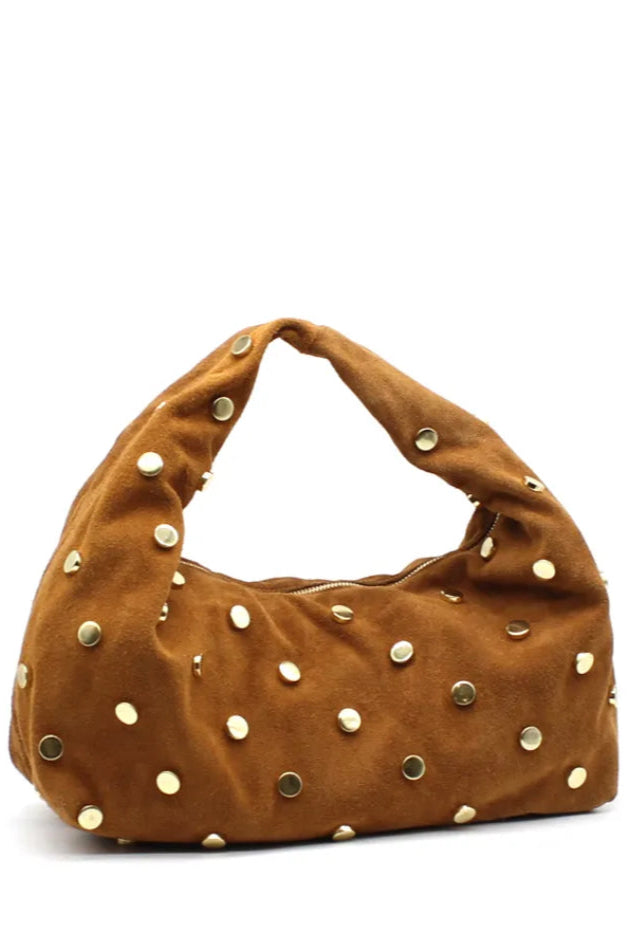 Sac besace clouté Johanna CAMEL