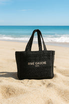 Sac cabas Rive Gauche en raphia noir – Élégance naturelle et format généreux