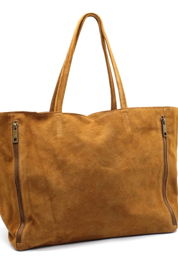 Sac cabas en cuir camel grand format femme