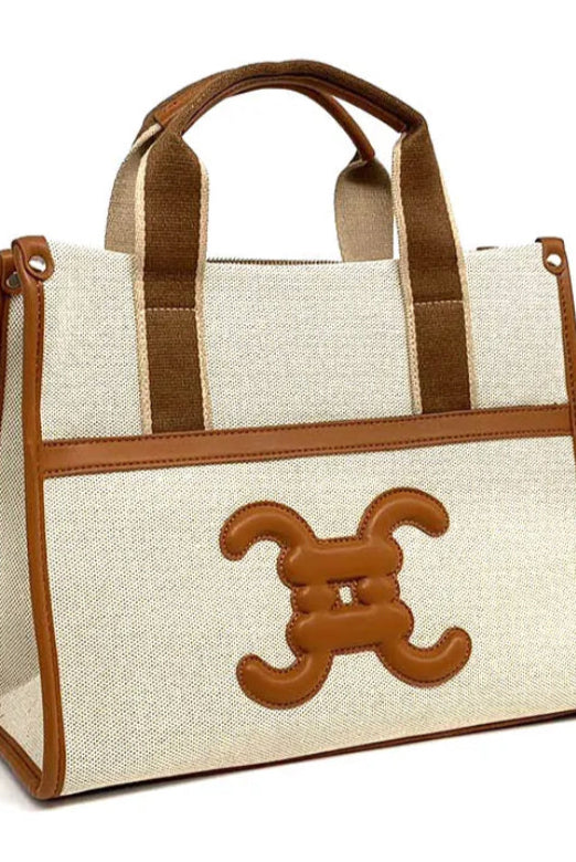 Sac cabas beige gaufre femme – porté main ou épaule avec bandoulière amovible