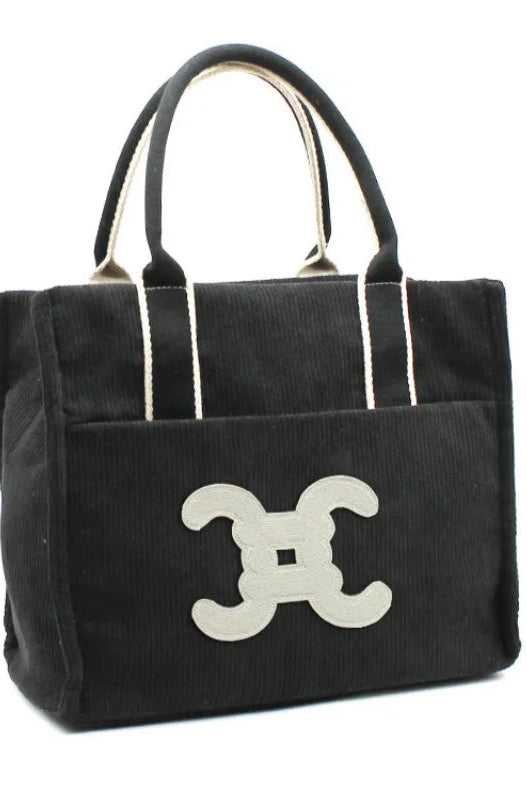 Sac cabas velours double C noir