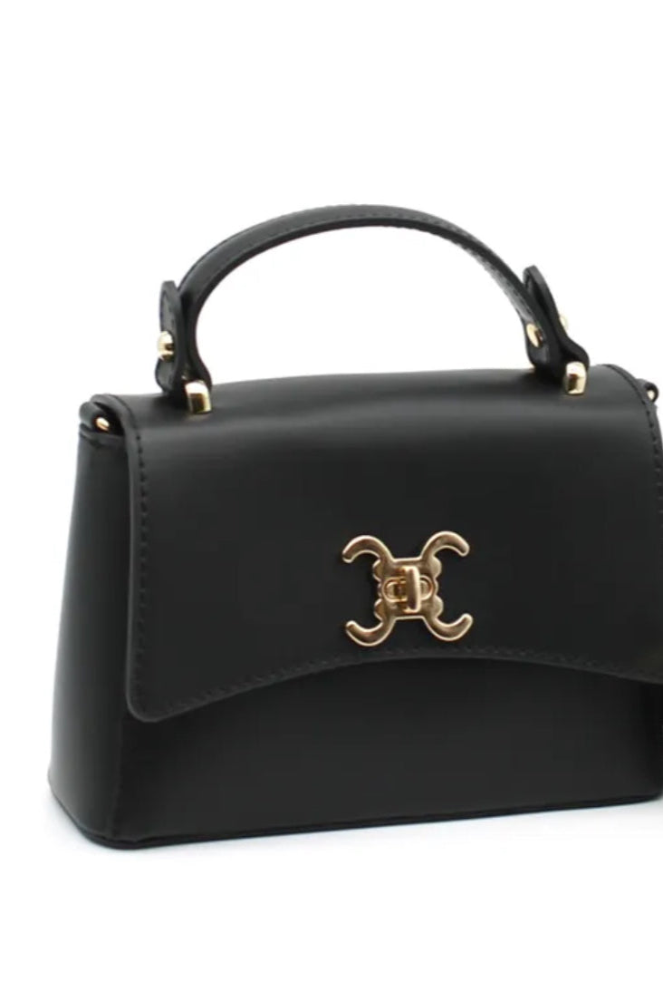 Sac midi en cuir double C NOIR