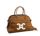 Sac sacoche double C en suédine marron