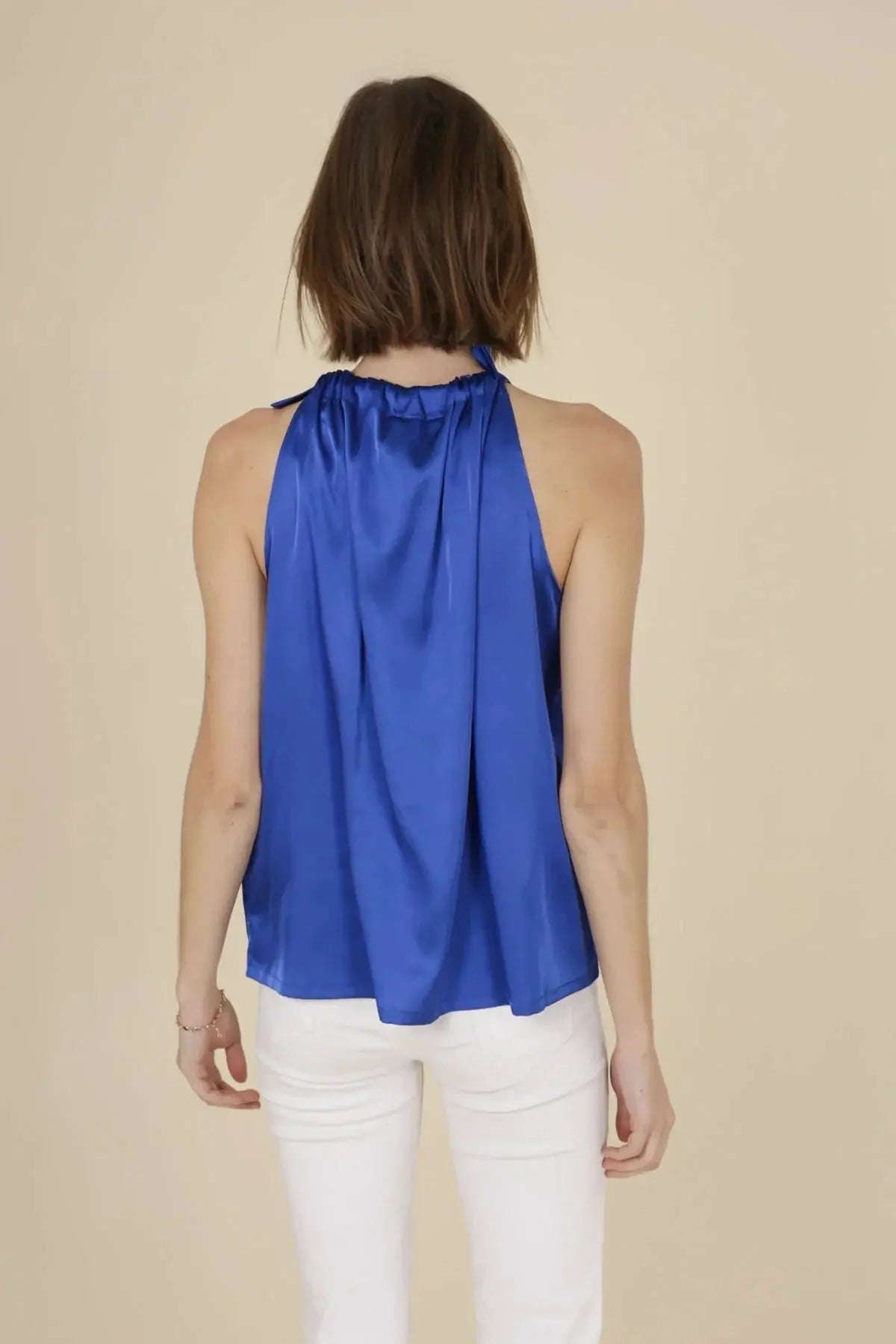Top satin bleu Elisabeth