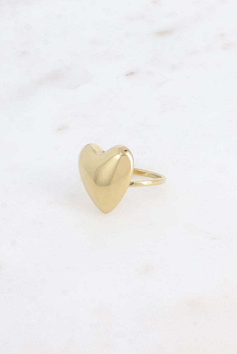 Bague Coeur Doré Emily en Acier Inoxydable - Effet Miroir - La boutique de Nannye