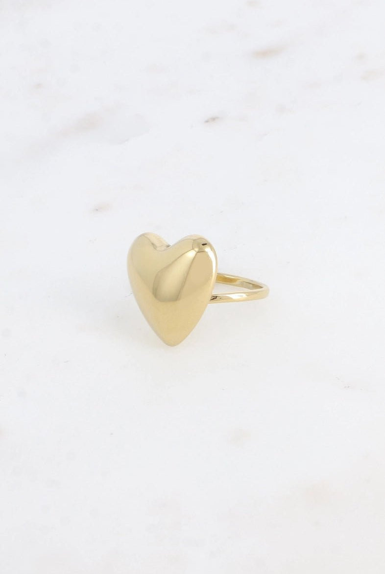 Bague Coeur Doré Emily en Acier Inoxydable - Effet Miroir - La boutique de Nannye