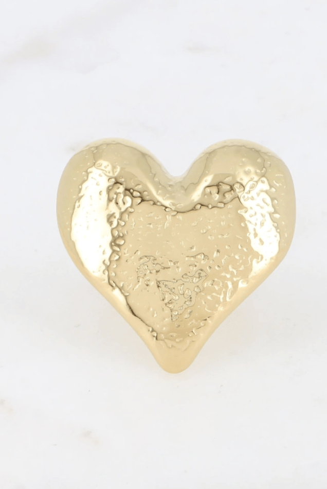 Bague grand cœur martelé – Élégance audacieuse et délicatesse - La boutique de Nannye