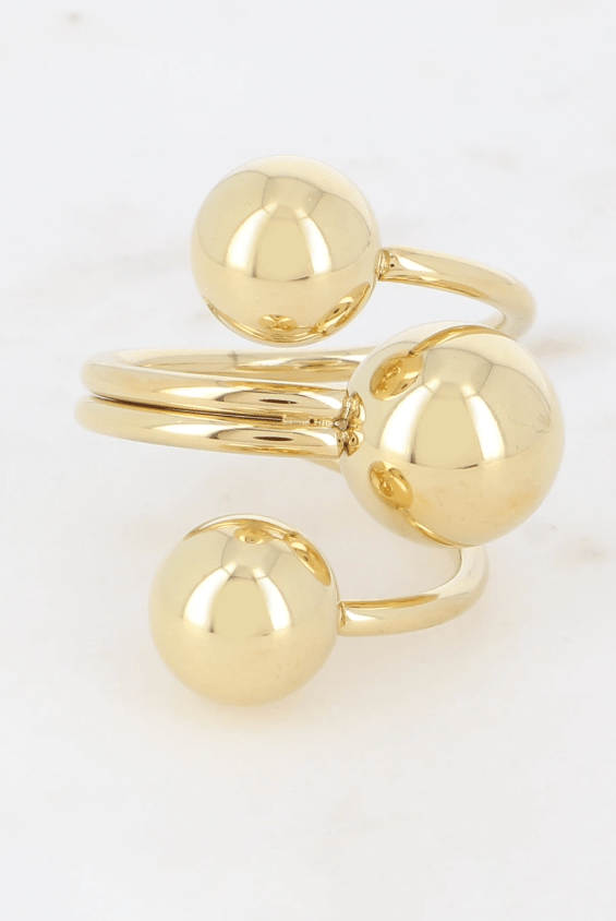 Bague large - 3 rangs avec 3 boules - La boutique de Nannye