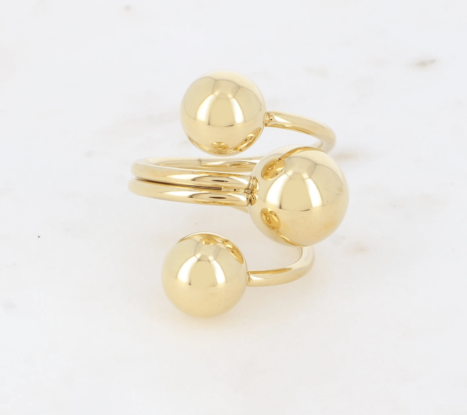 Bague large - 3 rangs avec 3 boules - La boutique de Nannye