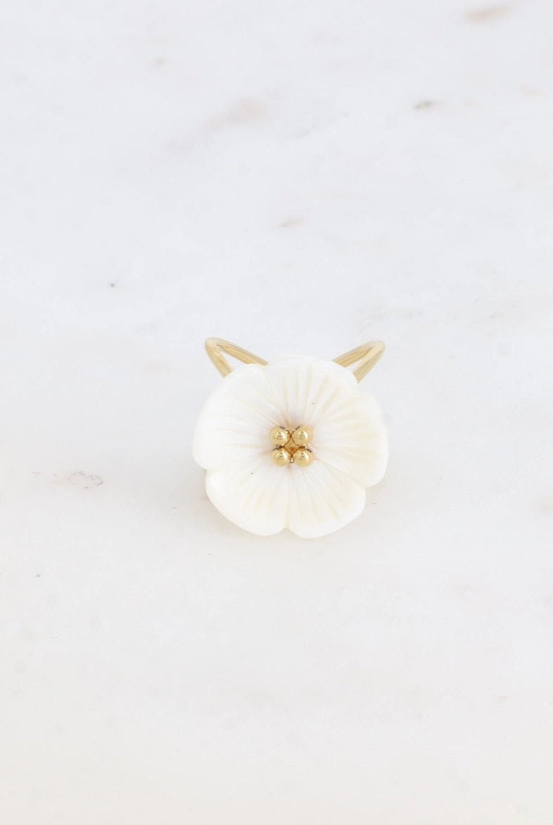 Bague Large Fleur Céline Bohm en Acier Inoxydable - Élégance et Raffinement - La boutique de Nannye