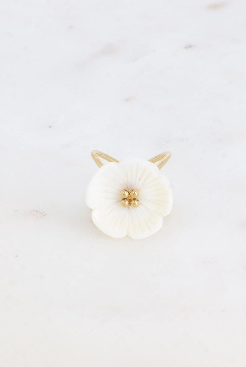 Bague Large Fleur Céline Bohm en Acier Inoxydable - Élégance et Raffinement - La boutique de Nannye