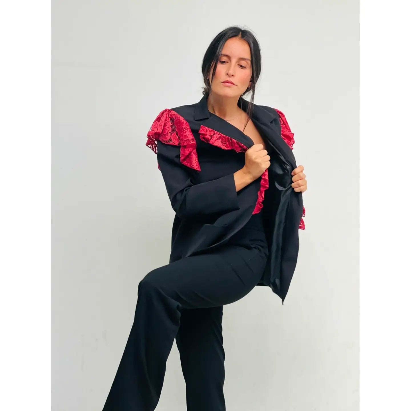 Blazer à volants en dentelle noire Wild Love - La boutique de Nannye