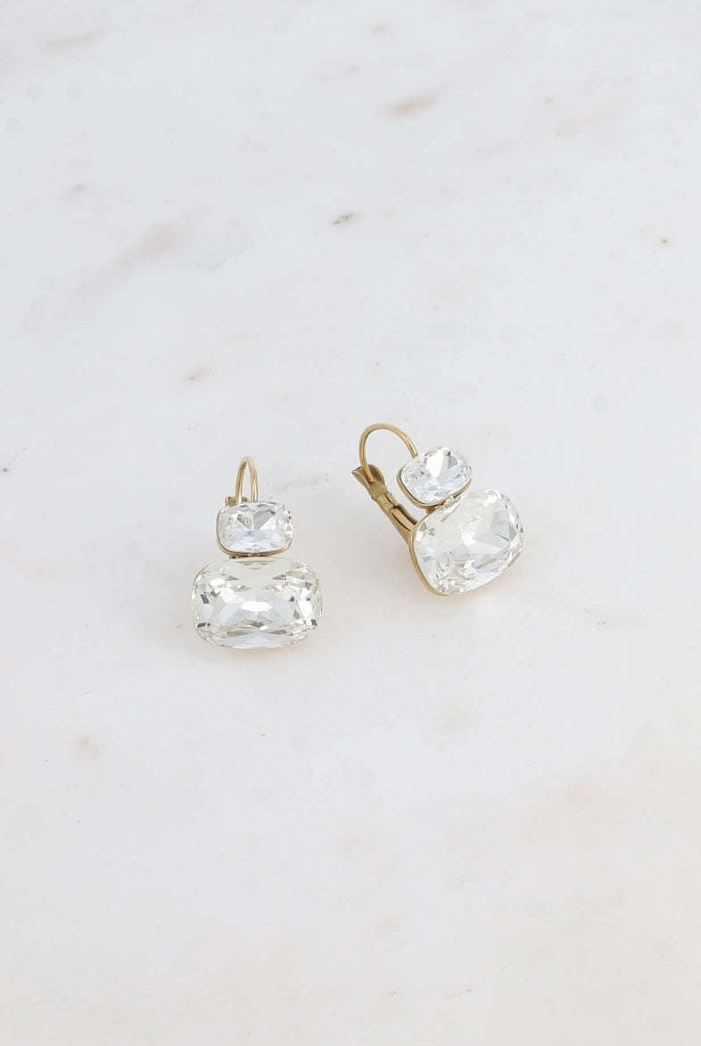 Boucles d’oreilles dormeuses avec cristaux – Élégance et brillance intemporelle - La boutique de Nannye