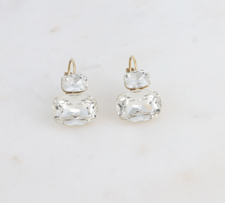 Boucles d’oreilles dormeuses avec cristaux – Élégance et brillance intemporelle - La boutique de Nannye