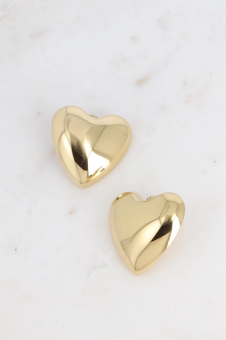 Boucles d'oreilles puces en forme de cœur dore Justine - La boutique de Nannye