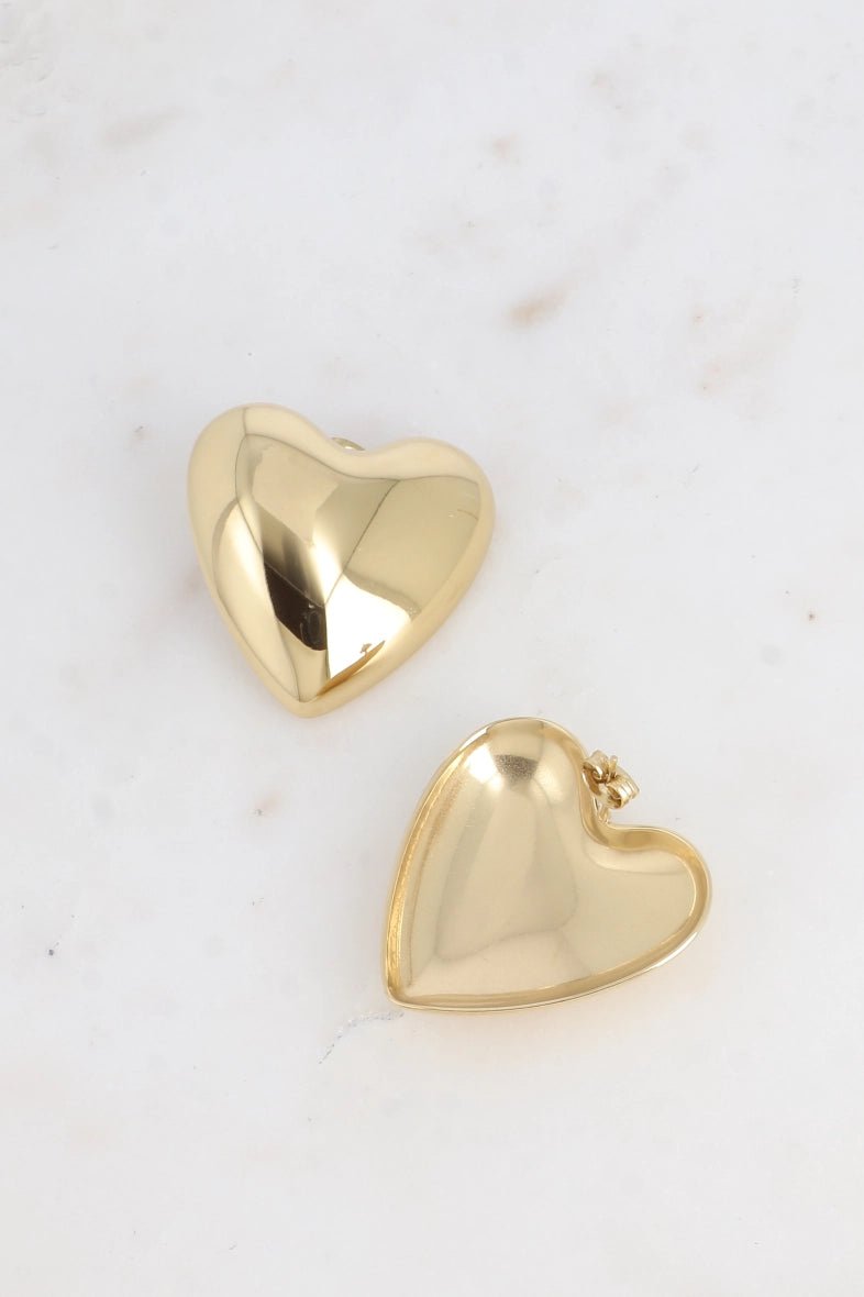 Boucles d'oreilles puces en forme de cœur dore Justine - La boutique de Nannye