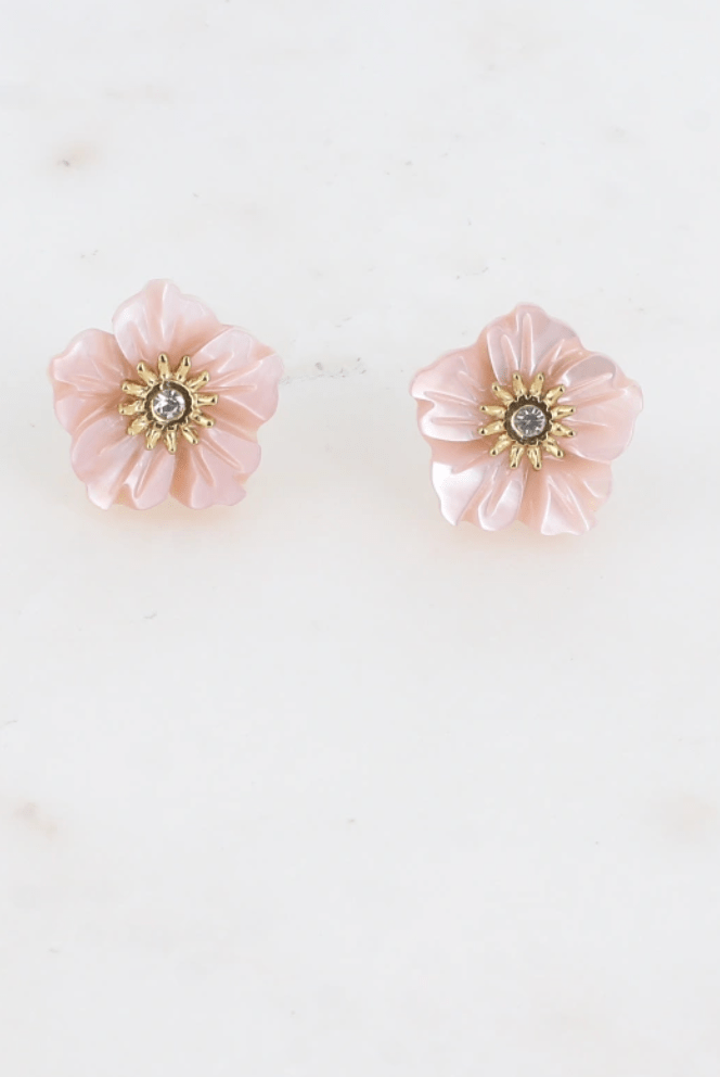 Boucles d’oreilles puces fleurs et cristal – Douceur et éclat discret - La boutique de Nannye