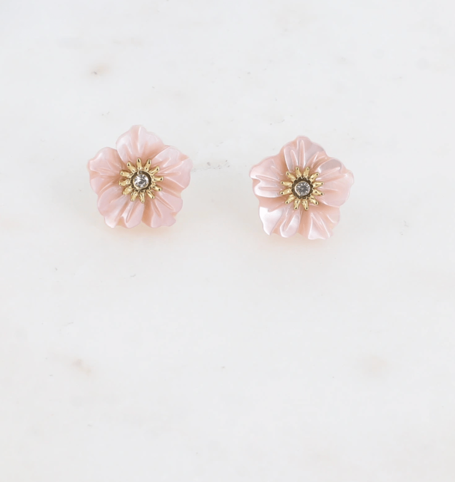 Boucles d’oreilles puces fleurs et cristal – Douceur et éclat discret - La boutique de Nannye