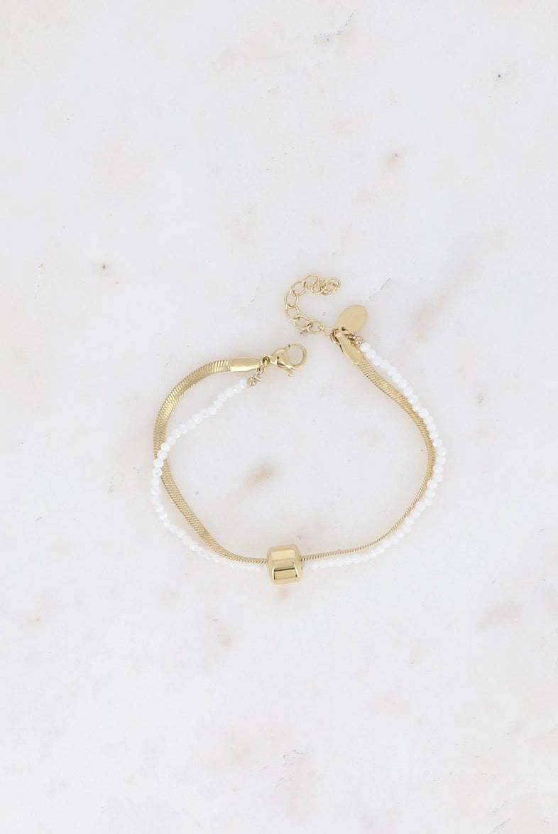 Bracelet Adelya - Maille Miroir et Fil Tressé Bohm - La boutique de Nannye