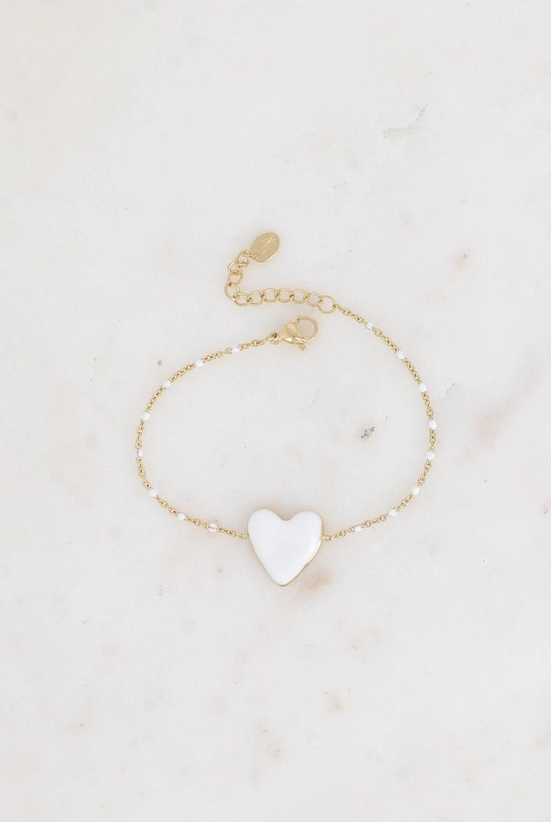 Bracelet Chaîne Émaillé avec Pendentif Cœur Senssa - La boutique de Nannye