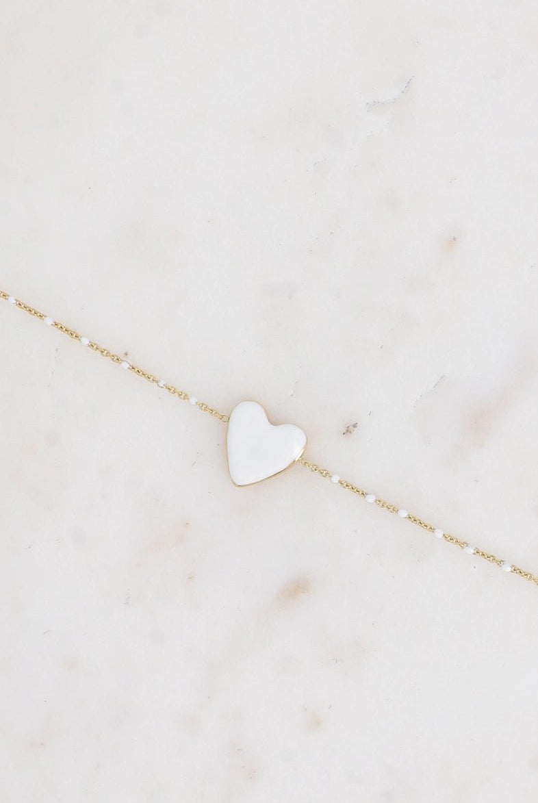 Bracelet Chaîne Émaillé avec Pendentif Cœur Senssa - La boutique de Nannye