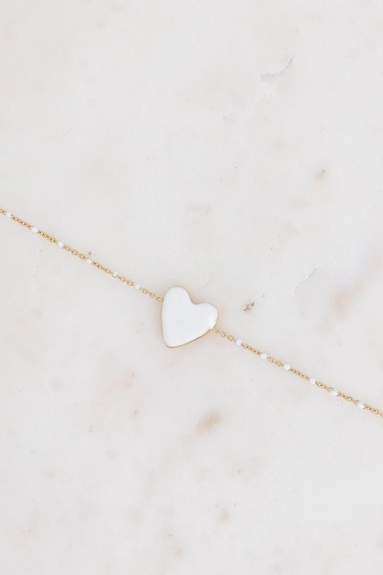 Bracelet Chaîne Émaillé avec Pendentif Cœur Senssa - La boutique de Nannye