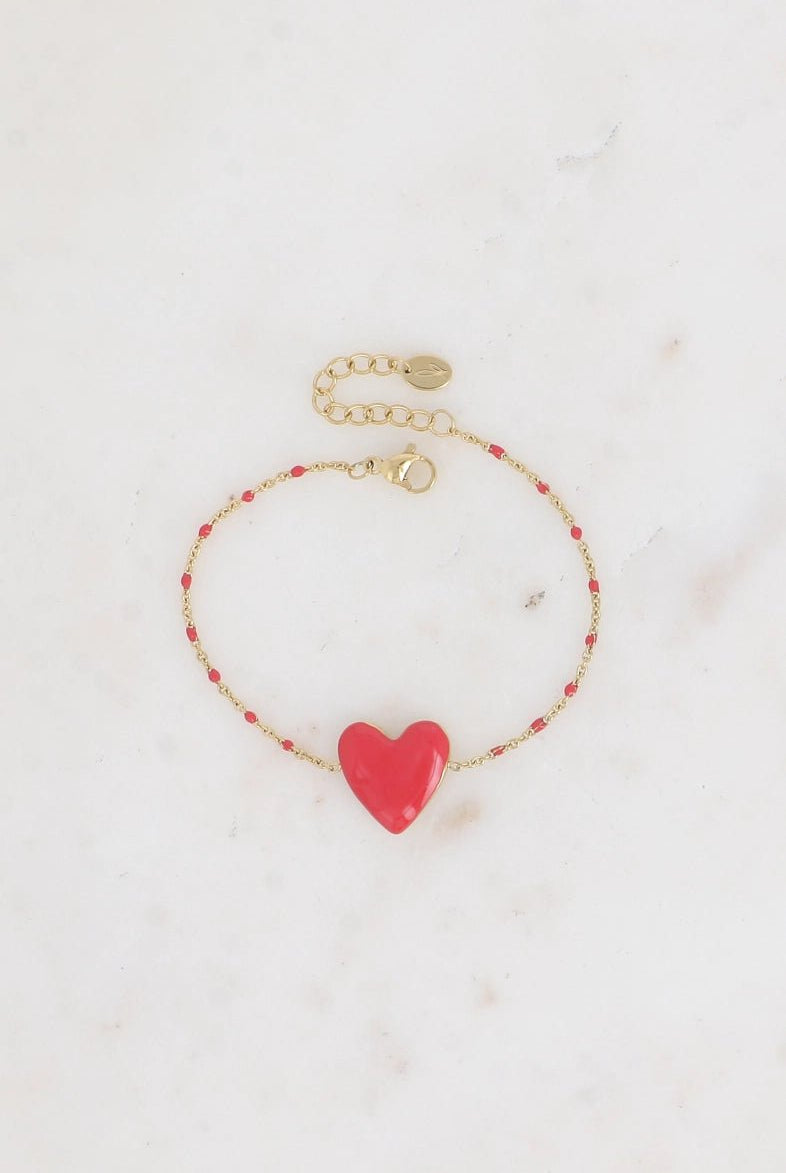 Bracelet Chaîne Émaillé avec Pendentif Cœur Senssa - La boutique de Nannye