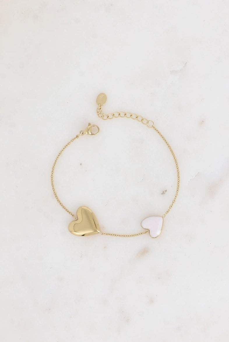 Bracelet Mathias Double Cœur Doré – Élégance et Romance - La boutique de Nannye