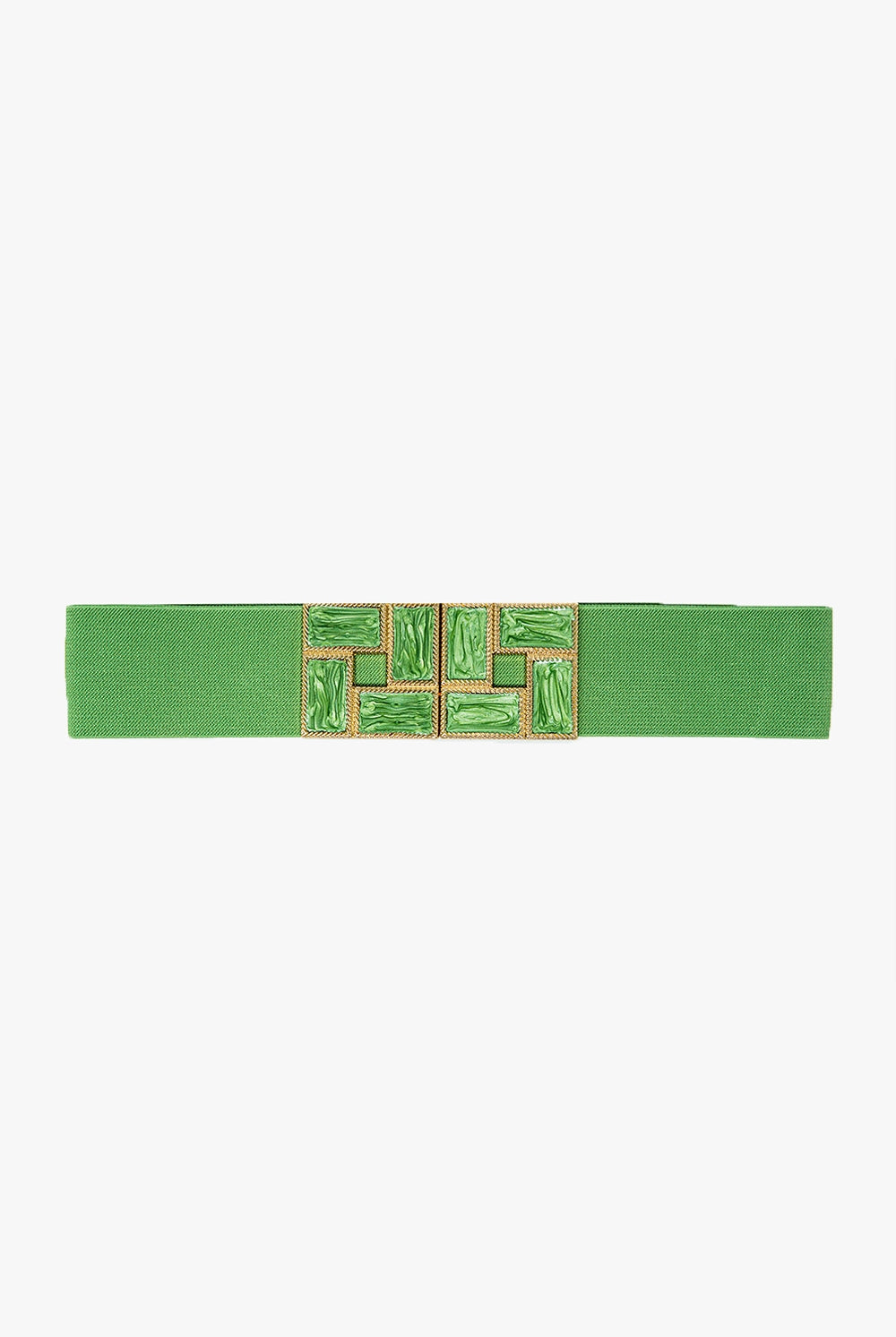Q2 Ceinture élastique verte avec boucles carrées