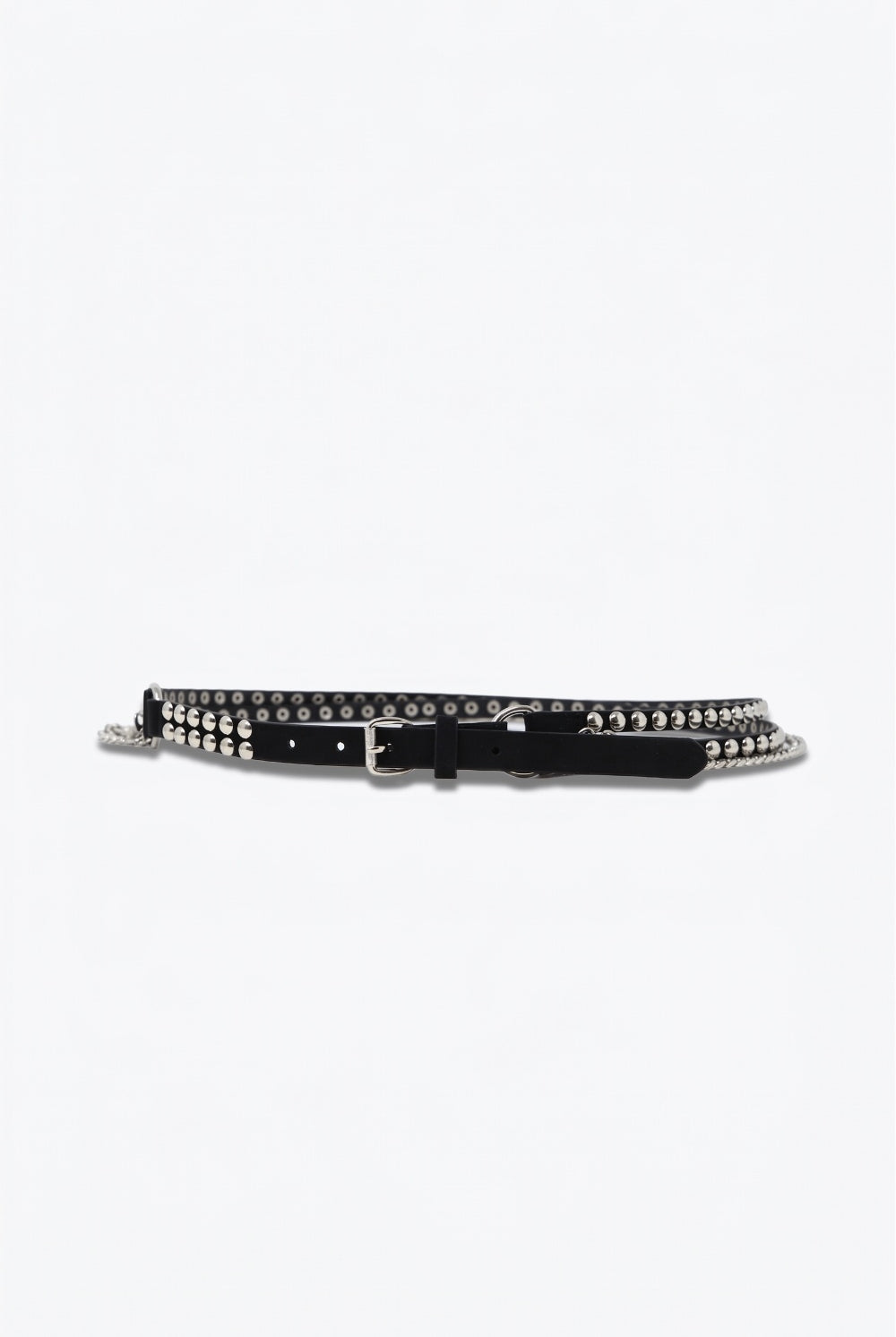 Q2 Ceinture noire avec clous et chaînes pendantes