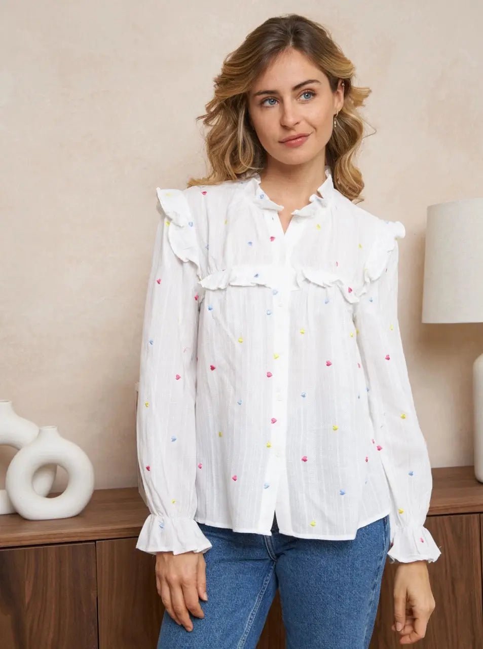 Chemise coeur multicouleurs coton Mario - La boutique de Nannye