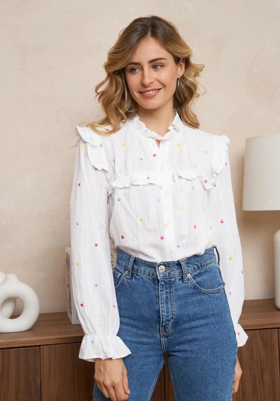 Chemise coeur multicouleurs coton Mario - La boutique de Nannye