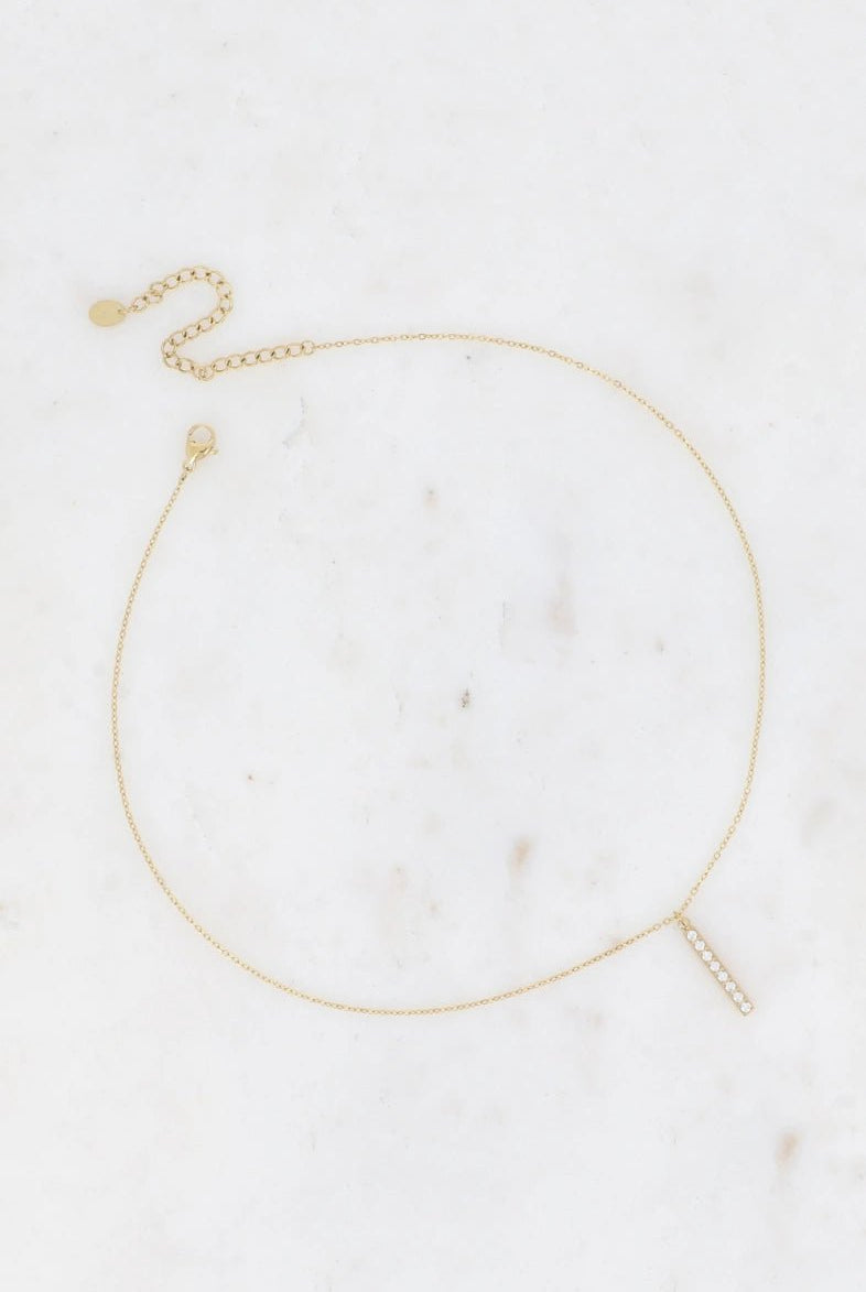 Collier - barre et oxydes de zirconium - La boutique de Nannye