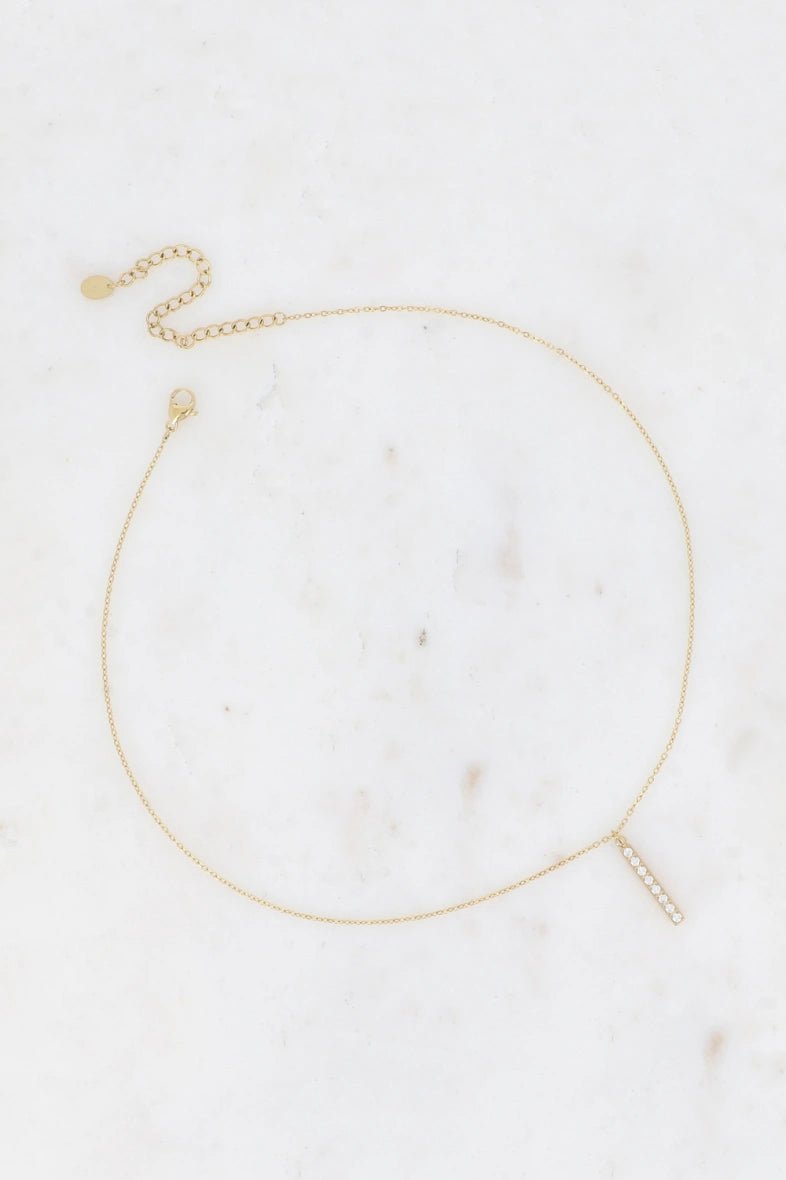 Collier - barre et oxydes de zirconium - La boutique de Nannye
