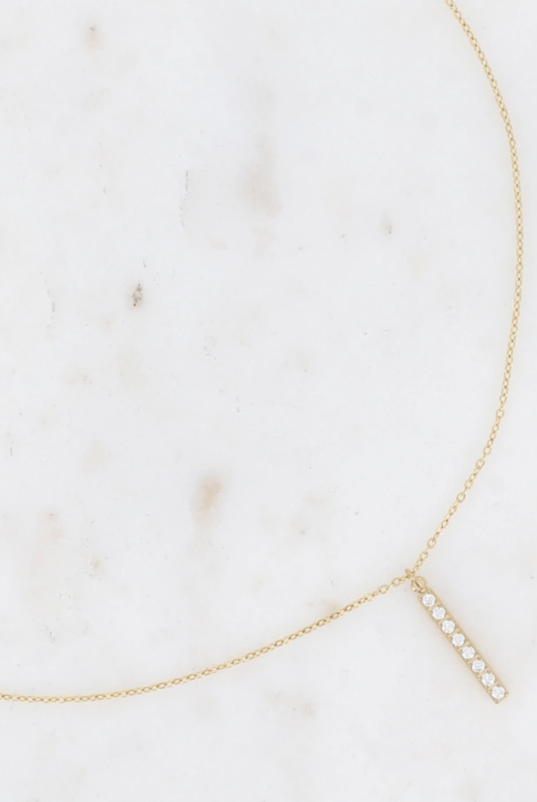 Collier - barre et oxydes de zirconium - La boutique de Nannye