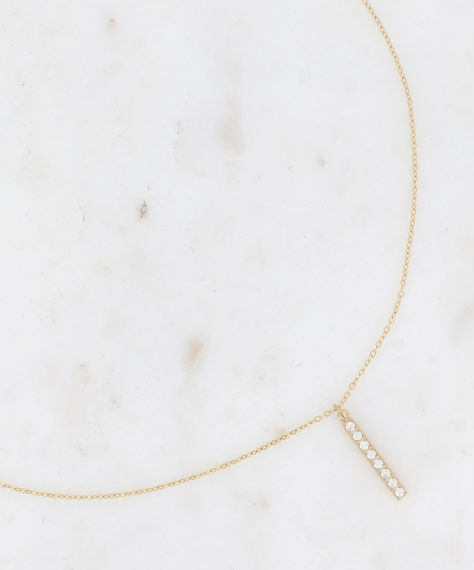 Collier - barre et oxydes de zirconium - La boutique de Nannye