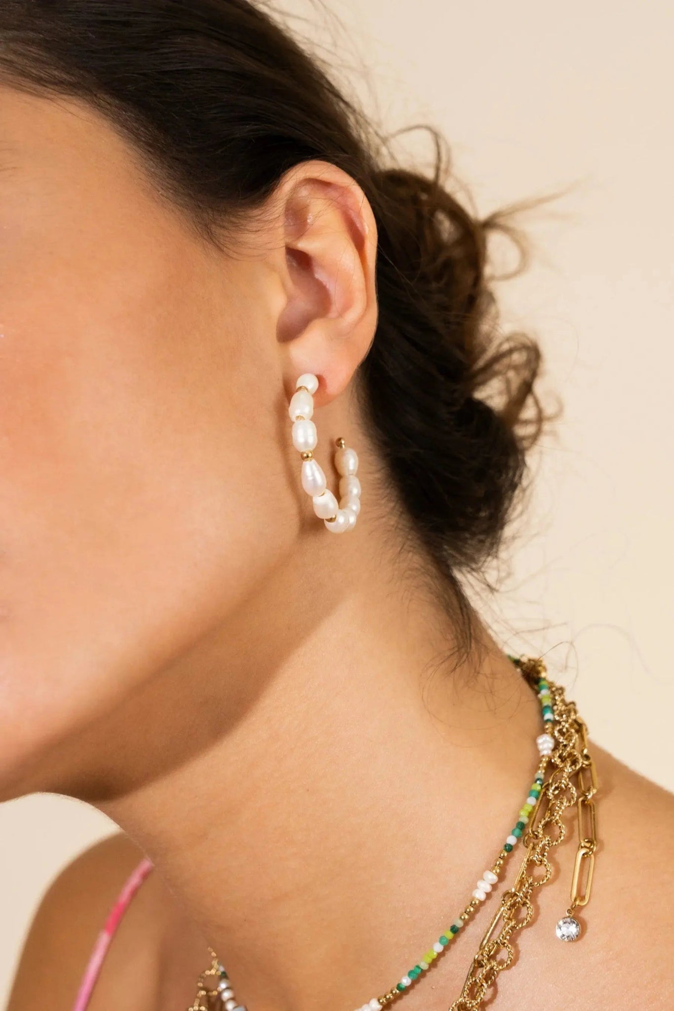 Créoles Tallulah perles d'eau douce - La boutique de Nannye