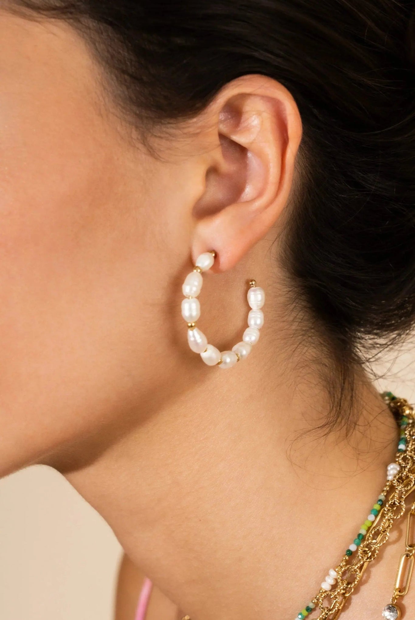 Créoles Tallulah perles d'eau douce - La boutique de Nannye