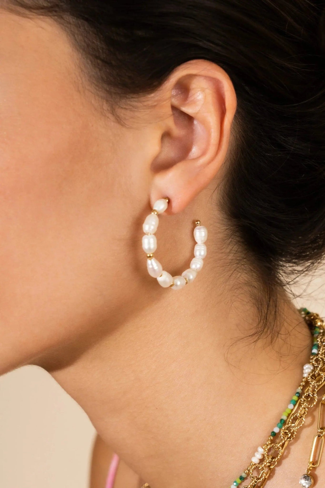 Créoles Tallulah perles d'eau douce - La boutique de Nannye