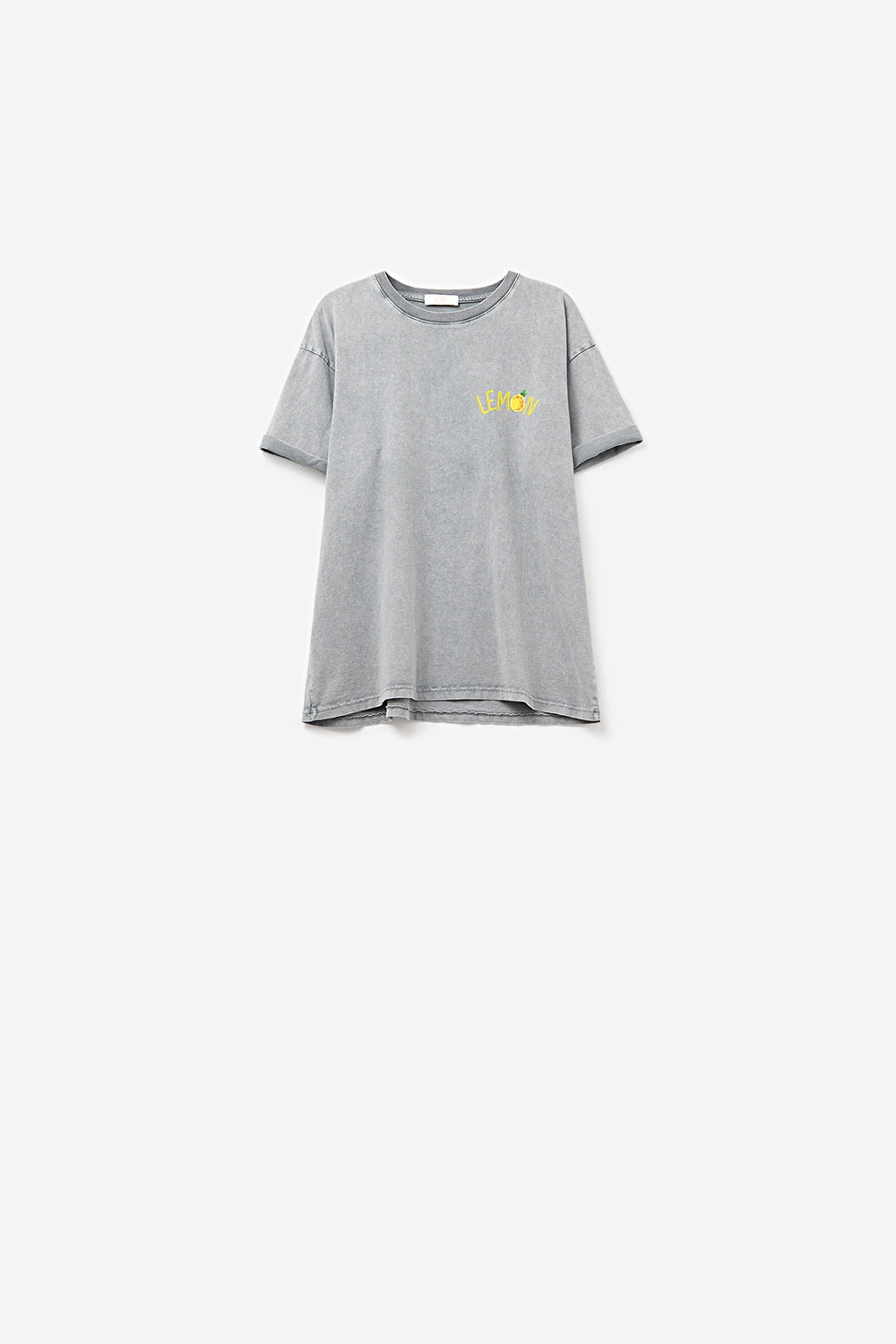 Q2 Fabriqué en Italie t-shirt gris délavé avec motif de citron