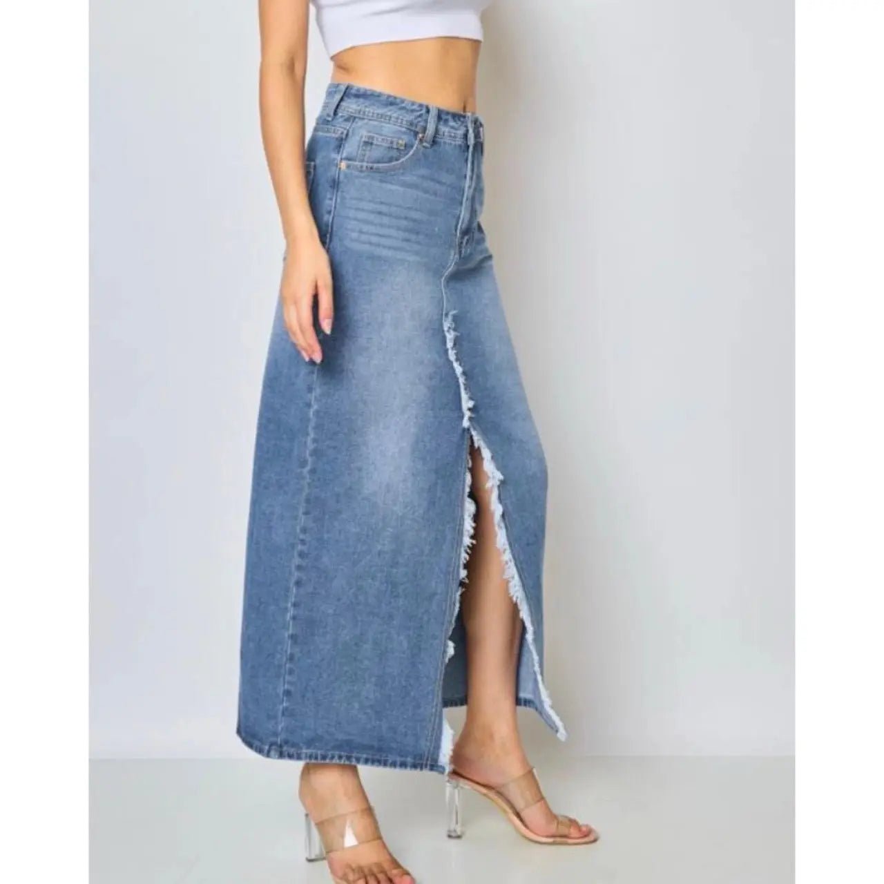 Jupe longue en jean Clarisse - La boutique de Nannye