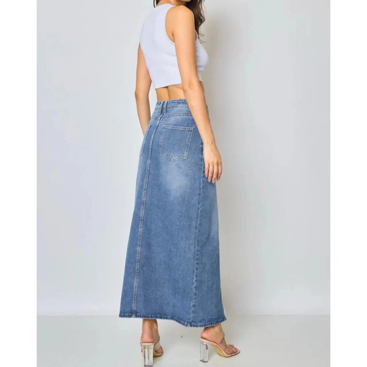 Jupe longue en jean Clarisse - La boutique de Nannye