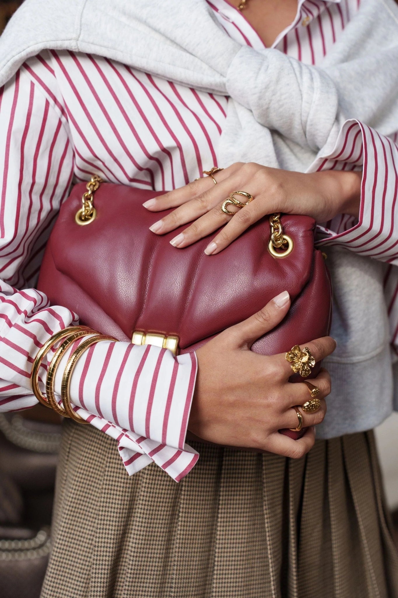 Lot de 3 joncs fermés Lucia - lisse, petits pois et strié - La boutique de Nannye