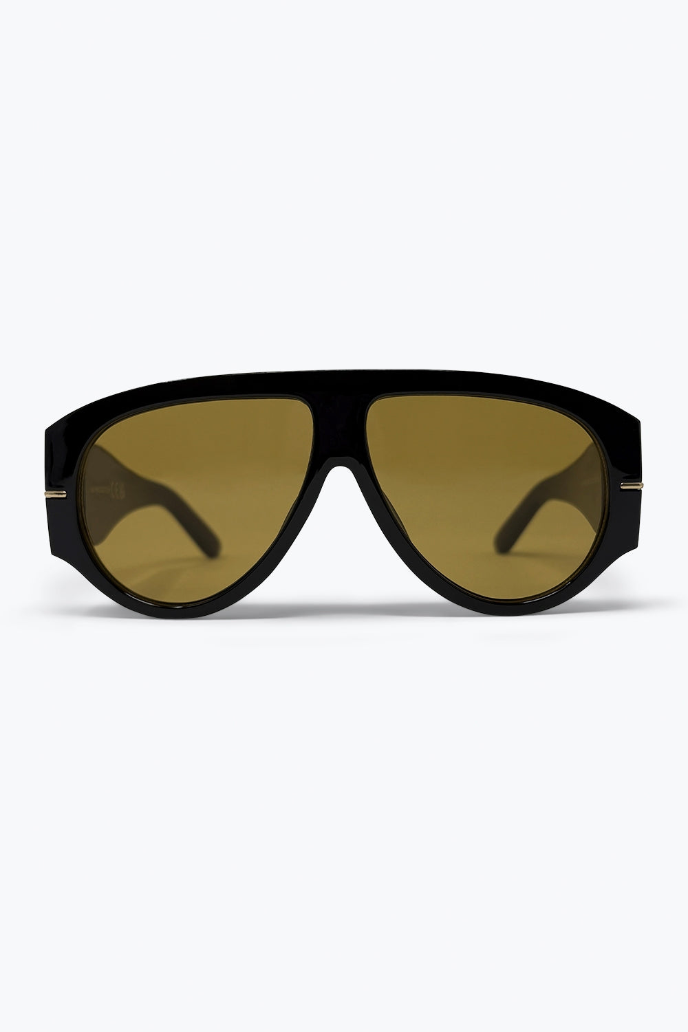Q2 Lunettes de soleil à large visière avec monture épaisse imprimé écaille de tortue beige