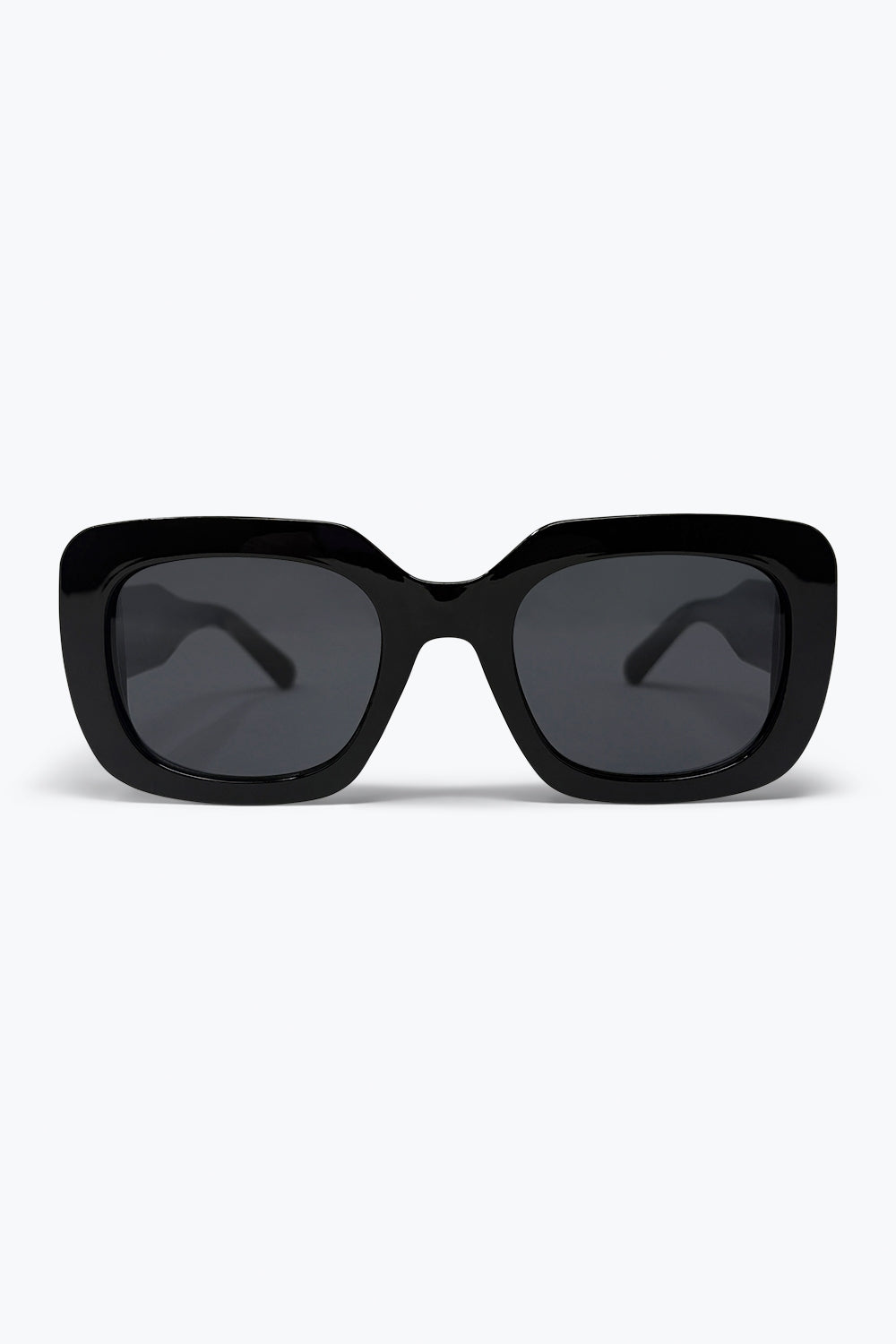 Q2 Lunettes de Soleil à Monture Carrée Oversize en Acétate Noir Brillant