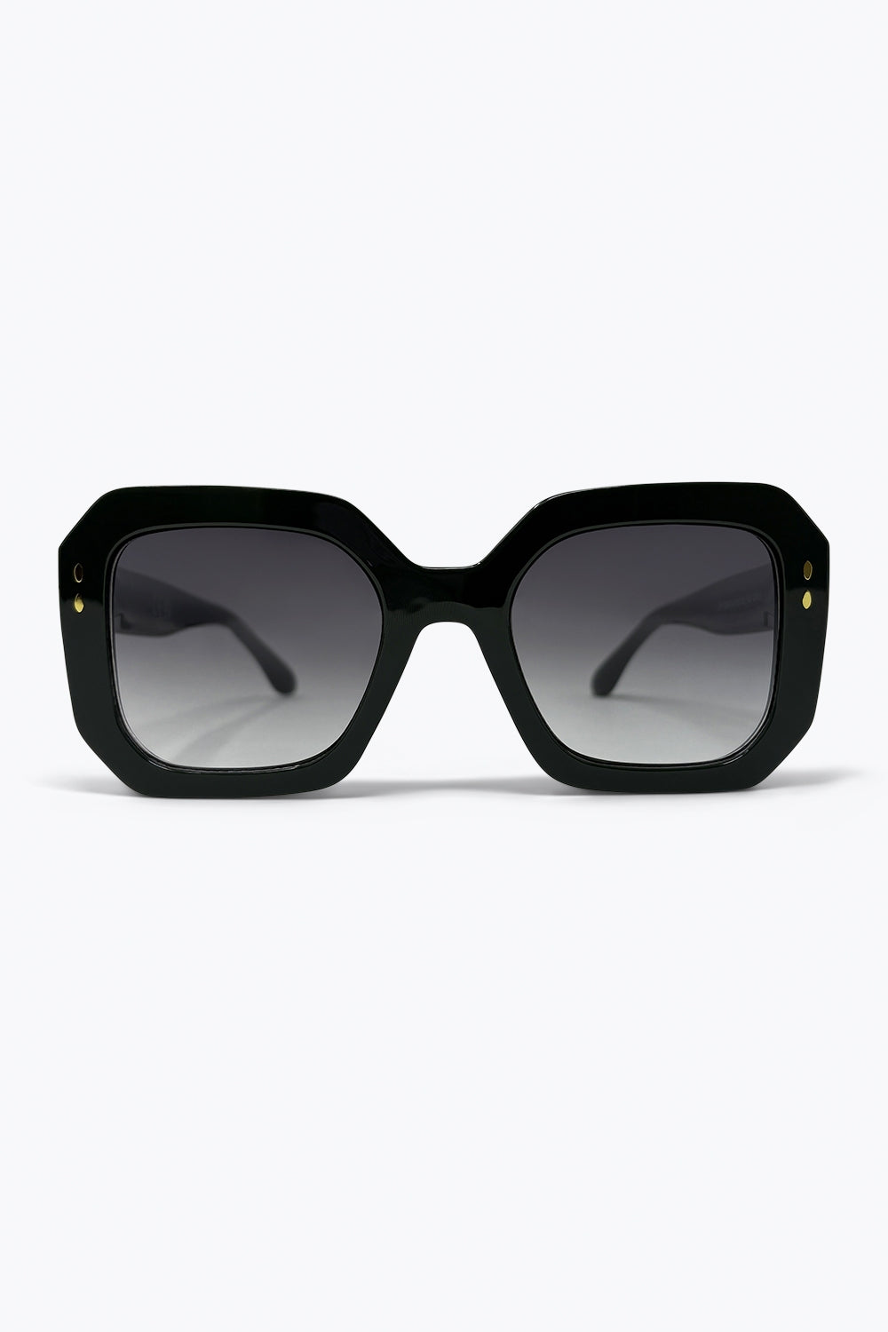 Q2 Lunettes de soleil à monture carrée oversize noire avec verres en dégradé