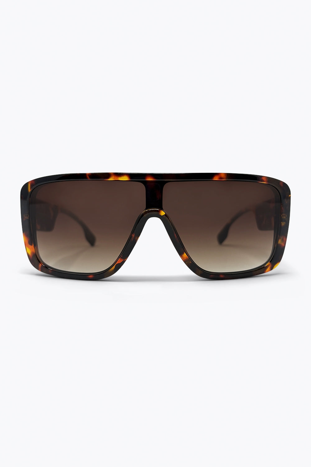 Q2 Lunettes de soleil à monture large en écaille de tortue marron en acétate