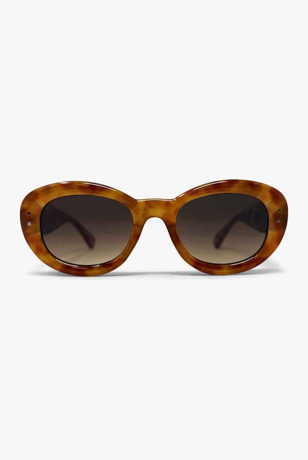 Q2 Lunettes de soleil à monture ovale en écaille de tortue marron avec verres dégradés